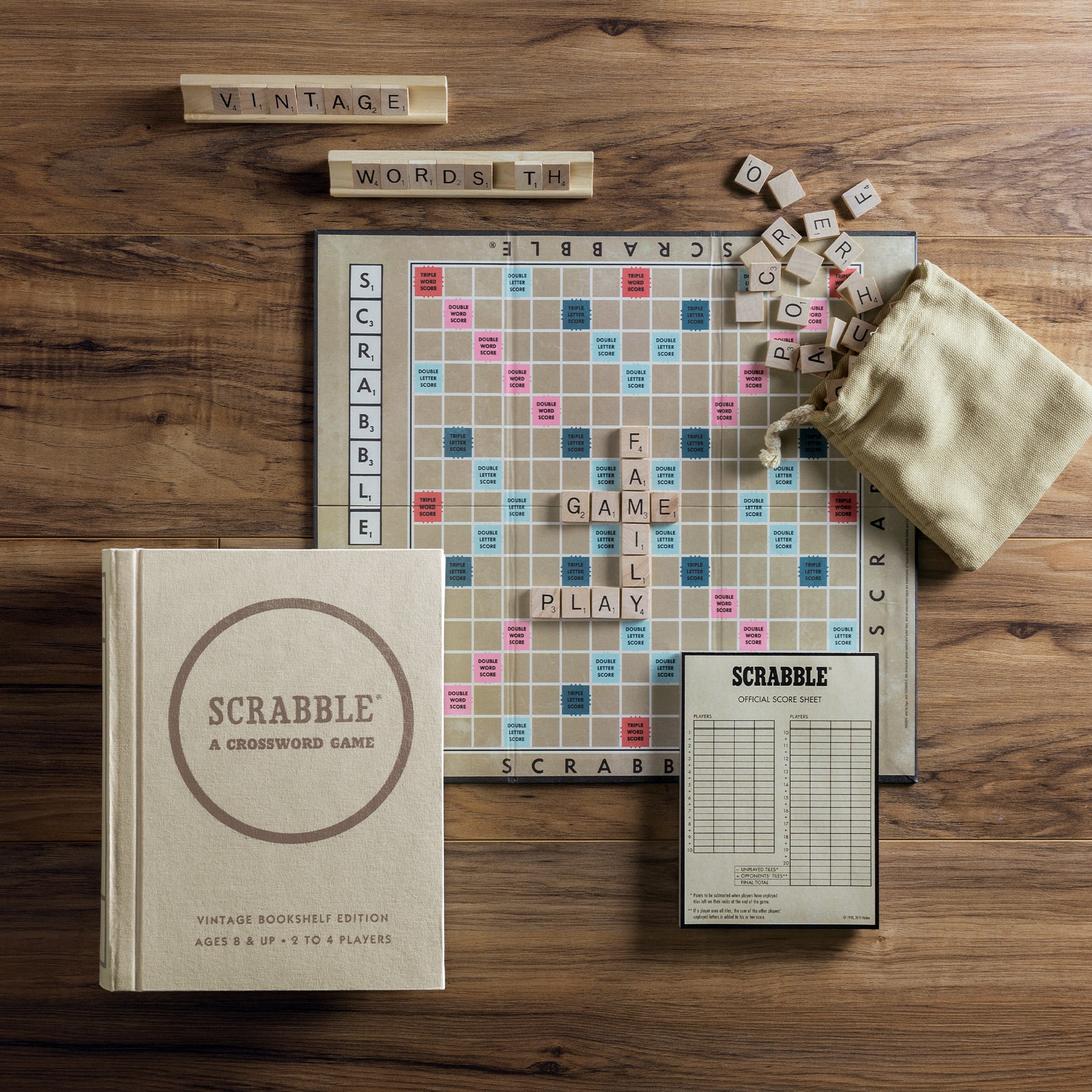 Scrabble Vintage Bookshelf Edition – Top Down View